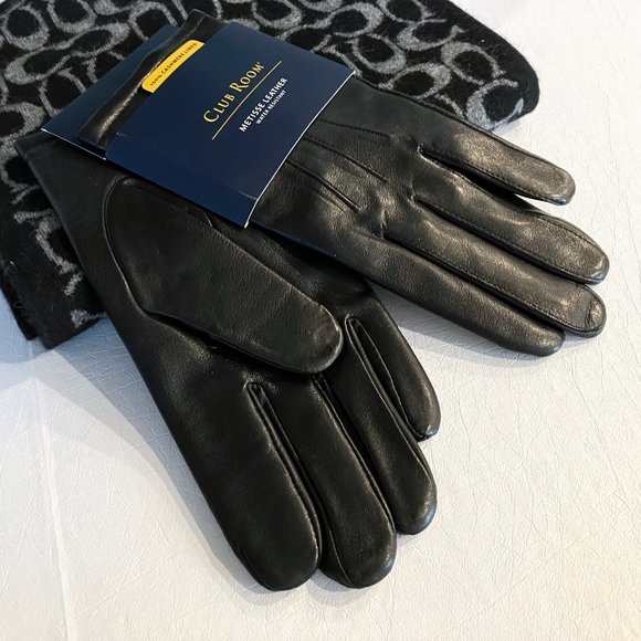 NEW Men's Leather Gloves Cashmere Club Room - Picture 1 of 9